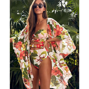 Sun Protection Printed Cardigan Two-Piece Swimsuit JW Store