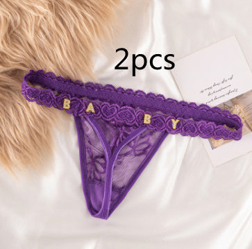 Women's Lace Transparent Rhinestone Letter Shorts JW Store