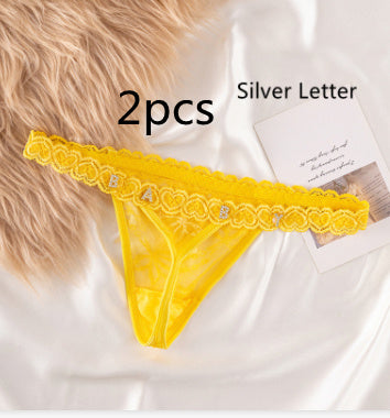Women's Lace Transparent Rhinestone Letter Shorts JW Store