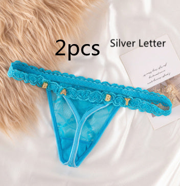 Women's Lace Transparent Rhinestone Letter Shorts JW Store