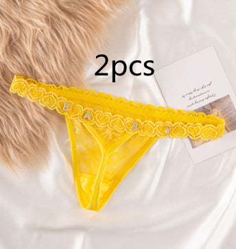 Women's Lace Transparent Rhinestone Letter Shorts JW Store