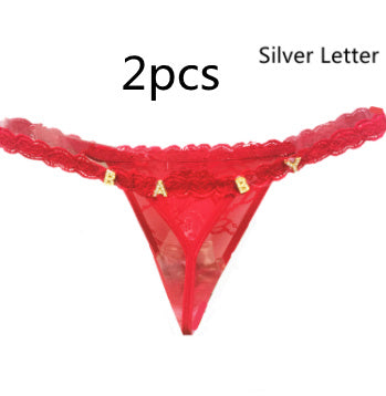 Women's Lace Transparent Rhinestone Letter Shorts JW Store